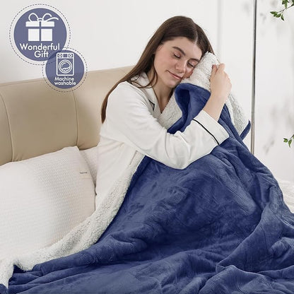 Heated Blanket Electric Blanket Twin Size, Fast Heating & Overheating Protection, Ultra Soft Heated Throw Blanket Twin Size with 5 Heating Levels & 10 Hours Auto Off, 62"x84", Navy Blue