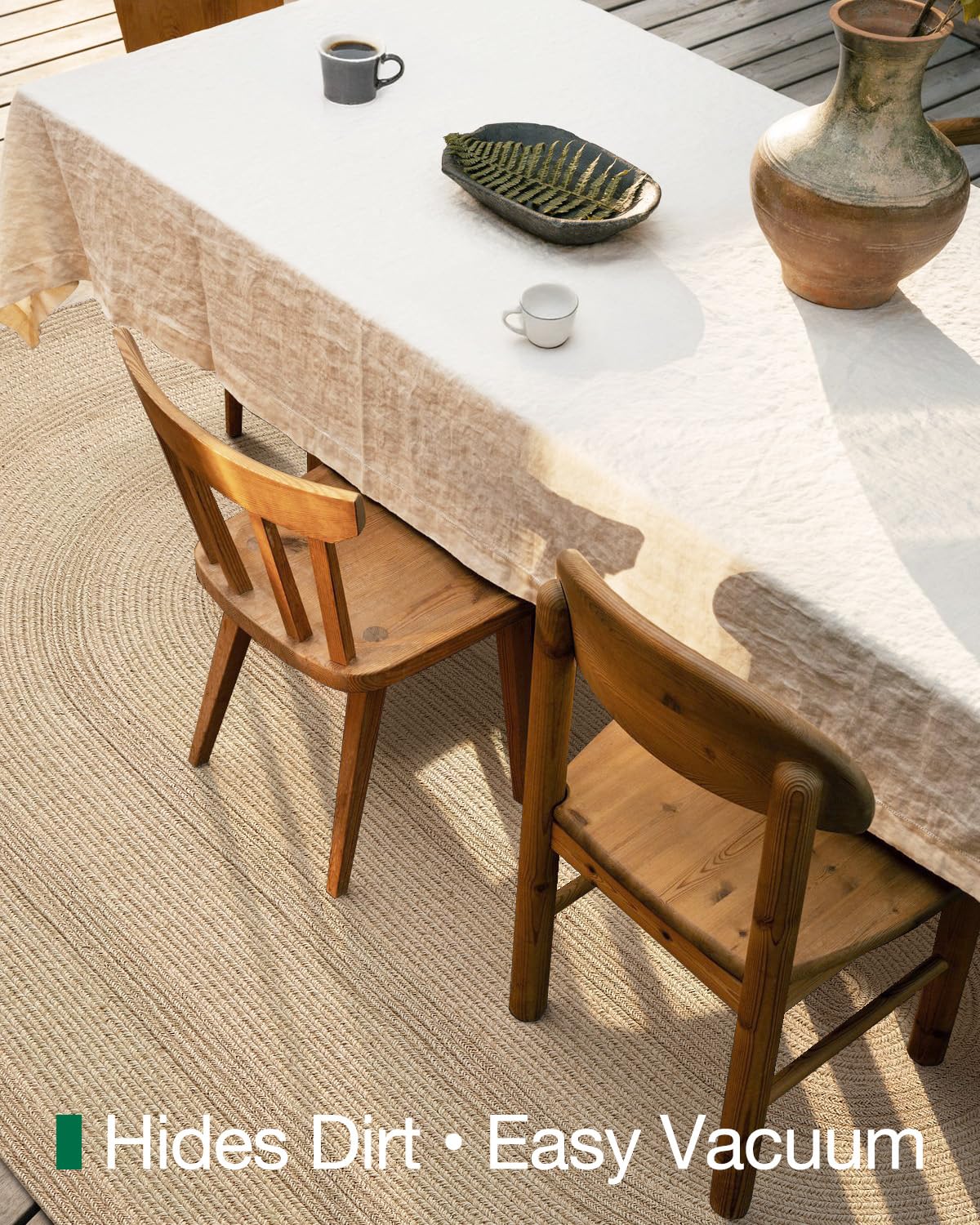 LUMI Jute Area Rug 4x6 Oval for Living Room, Natural Braided Woven Rugs Non Slip, Neutral Carpets No Shedding, Durable for High Traffic, Dining Room, Indoor, Outdoor, Patio