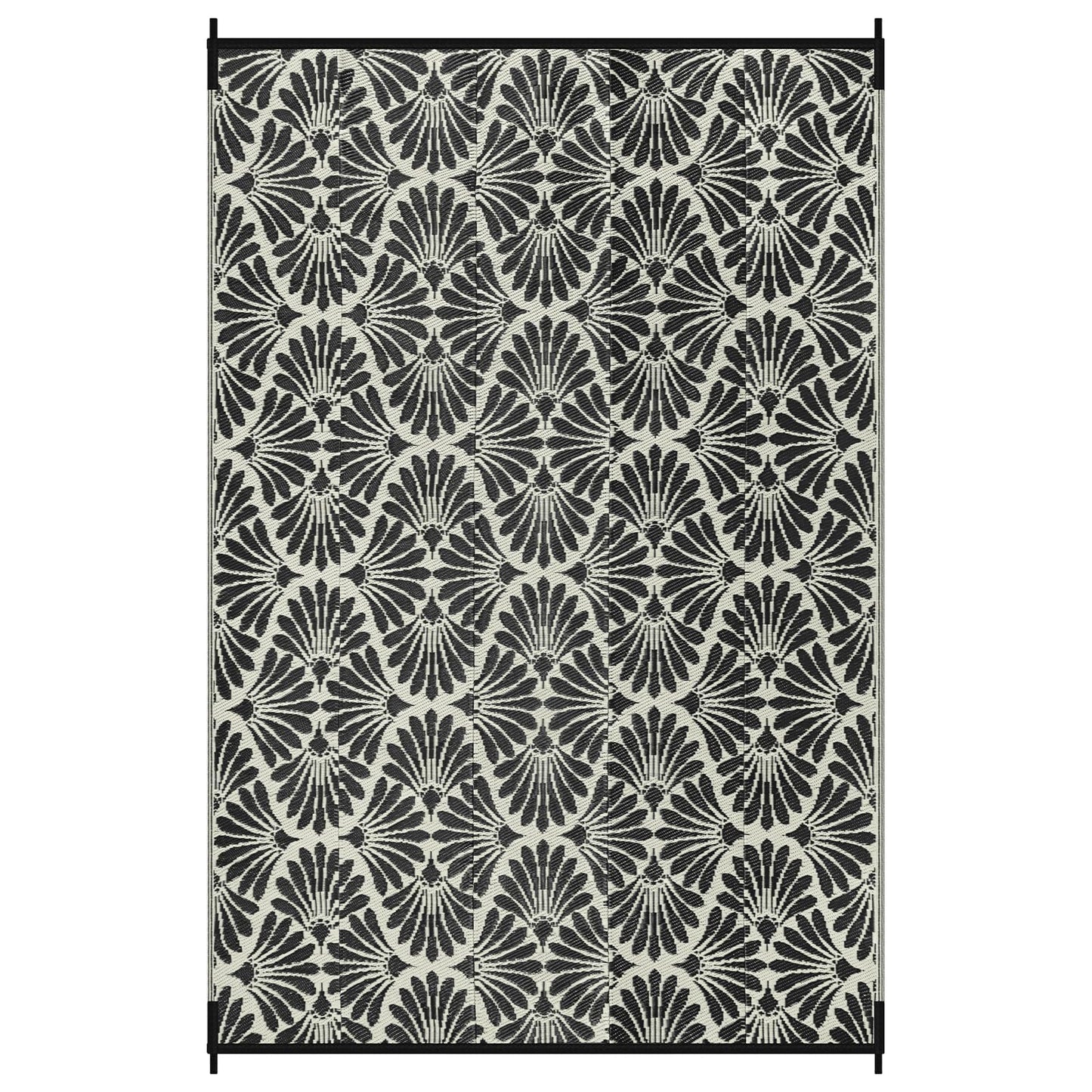 Lahome Outdoor Rug Patio Waterproof 6x9, Black Outdoor Plastic Straw Rug for Porch, Portable Lightweight Mats for Backyard Garden Deck Camping Outside, Black White,6'x9'