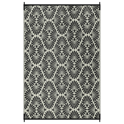 Lahome Outdoor Rug Patio Waterproof 6x9, Black Outdoor Plastic Straw Rug for Porch, Portable Lightweight Mats for Backyard Garden Deck Camping Outside, Black White,6'x9'
