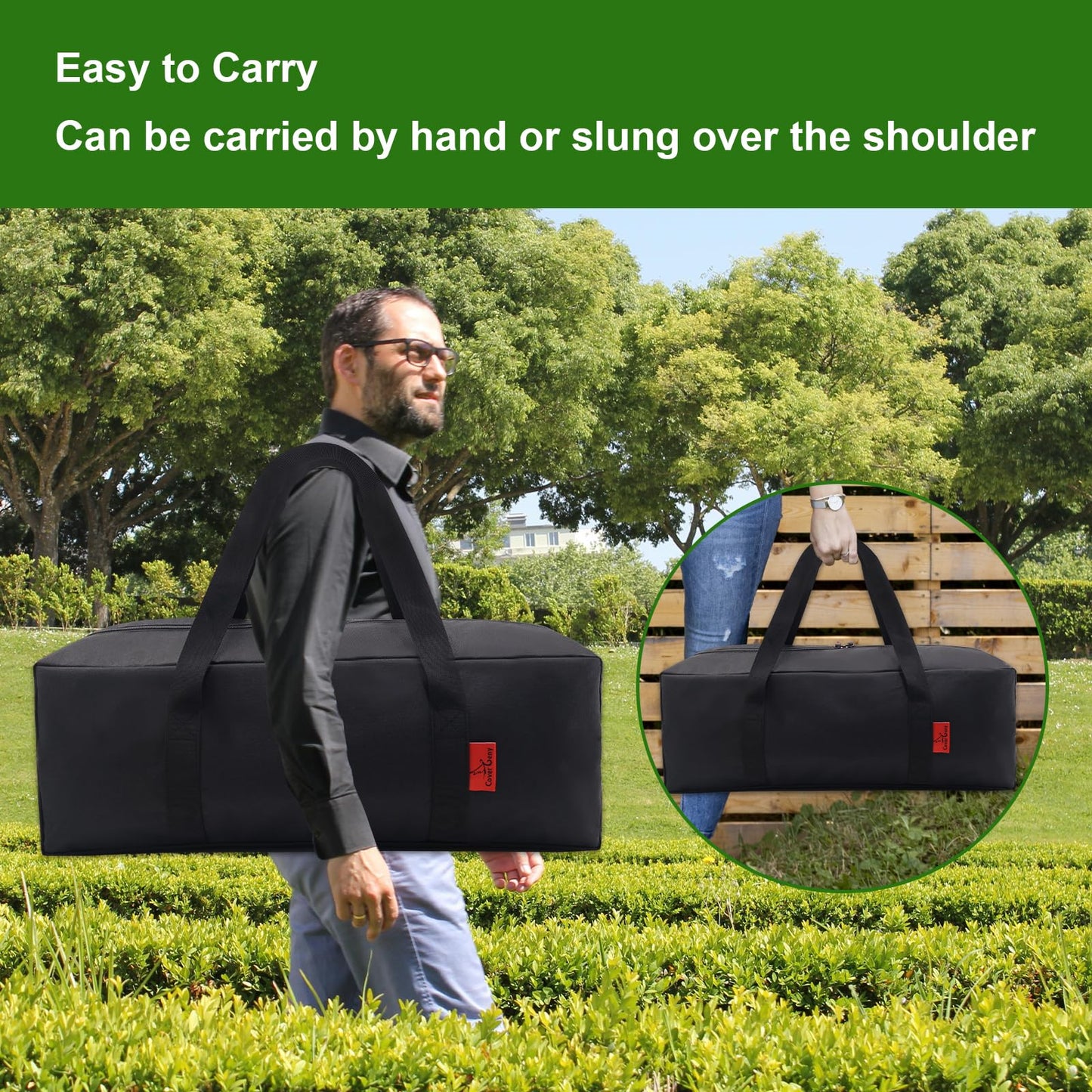 Cover Geny 24" Grill Tool Organizer, BBQ Tool Storage Bag - Heavy-Duty Storage Bag Waterproof 600D Oxford, Folding Design Gift for Camping, Tailgates, Outdoor BBQ Parties (24" Lx8 Wx8 H)