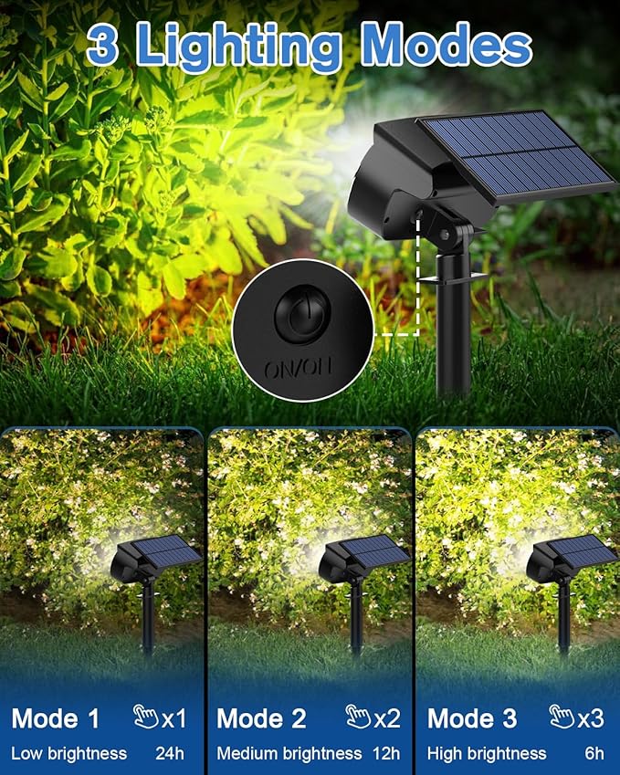 Fabrito Solar Spot Lights Outdoor 136 LEDs, Big Brighter Lighting Solar Lights Outdoor, 6 Pack IP65 Waterproof Landscape Spotlights Auto On/Off for Yard, Garden, Pathway, Plants,Tree (Cool White)