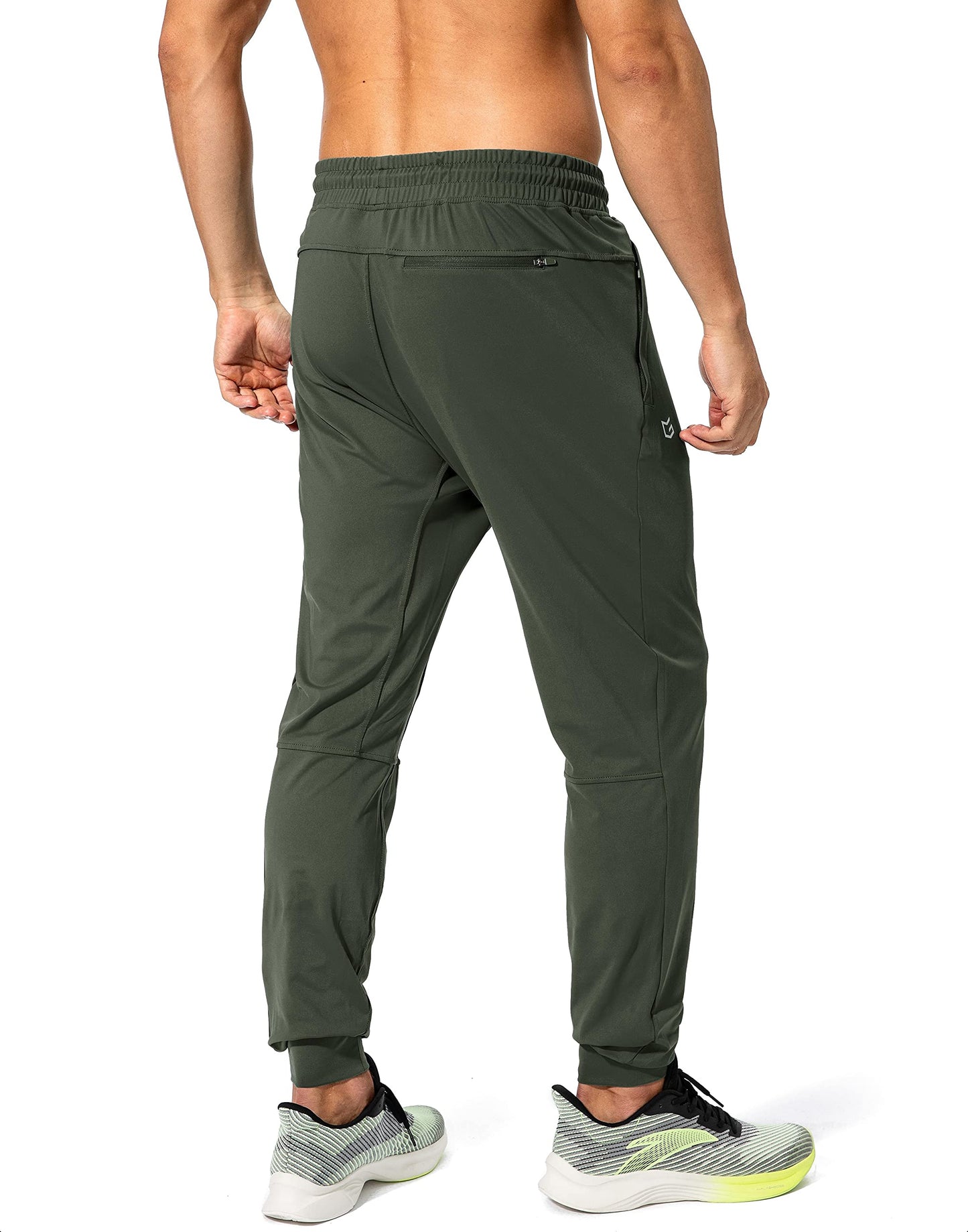 G Gradual Men's Sweatpants with Zipper Pockets Athletic Pants Traning Track Pants Joggers for Men Soccer, Running, Workout(Olive Green,XXL)