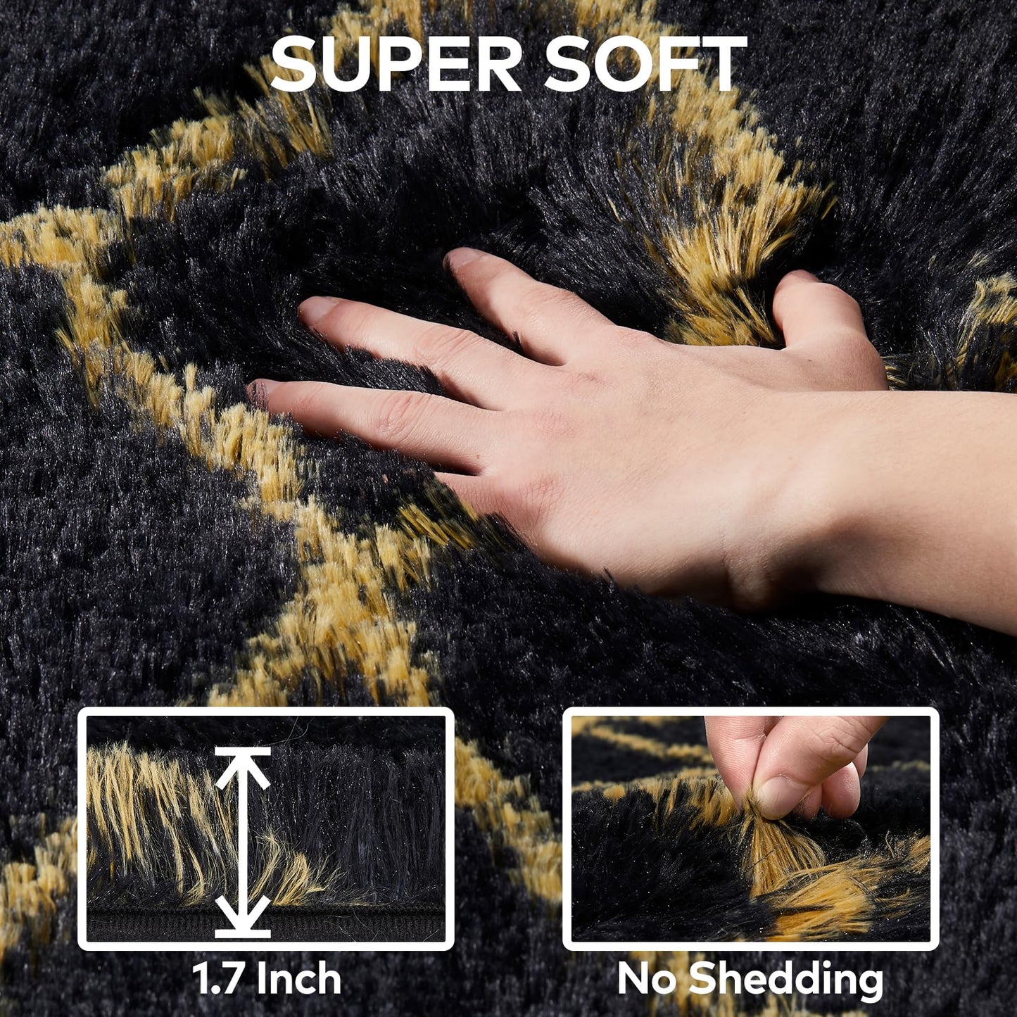 5x7 FT Soft Rug for Living Room, Geometric Shag Soft Area Rug, Classic Rug Anti-Skid High Pile Fluffy Carpet for Kids Room Nursery, Dorm Home Decor