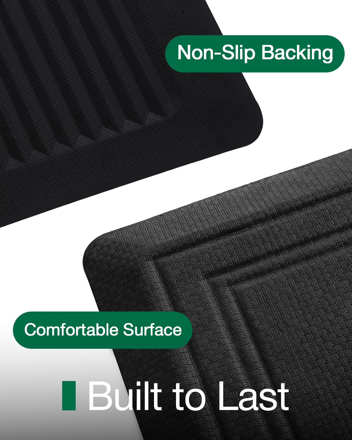 LUMI Anti Fatigue Cushioned Comfort Mats for Standing, 0.8" Extra Thick Ergonomic Mats for Desk Office, Non-Slip, Ultra Soft, Memory Foam Rugs for Home, Kitchen, Laundry, 20"x40", Black