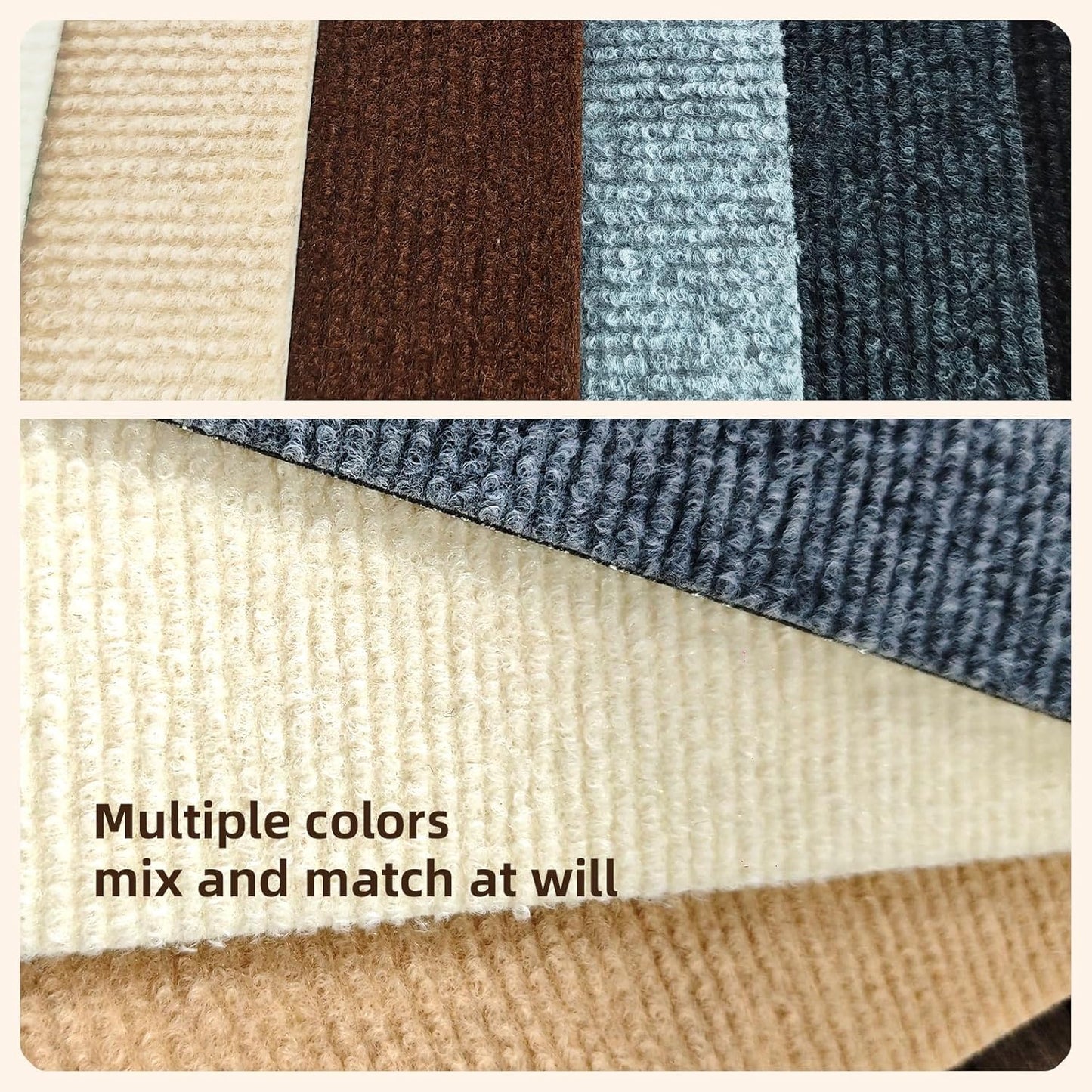 10pcs 24"x24" Peel and Stick Carpet Tiles, Self-Adhesive Floor Squares with Extra Soft Pad, Easy DIY Installation for Bedroom, Living Room, Office, Rentall