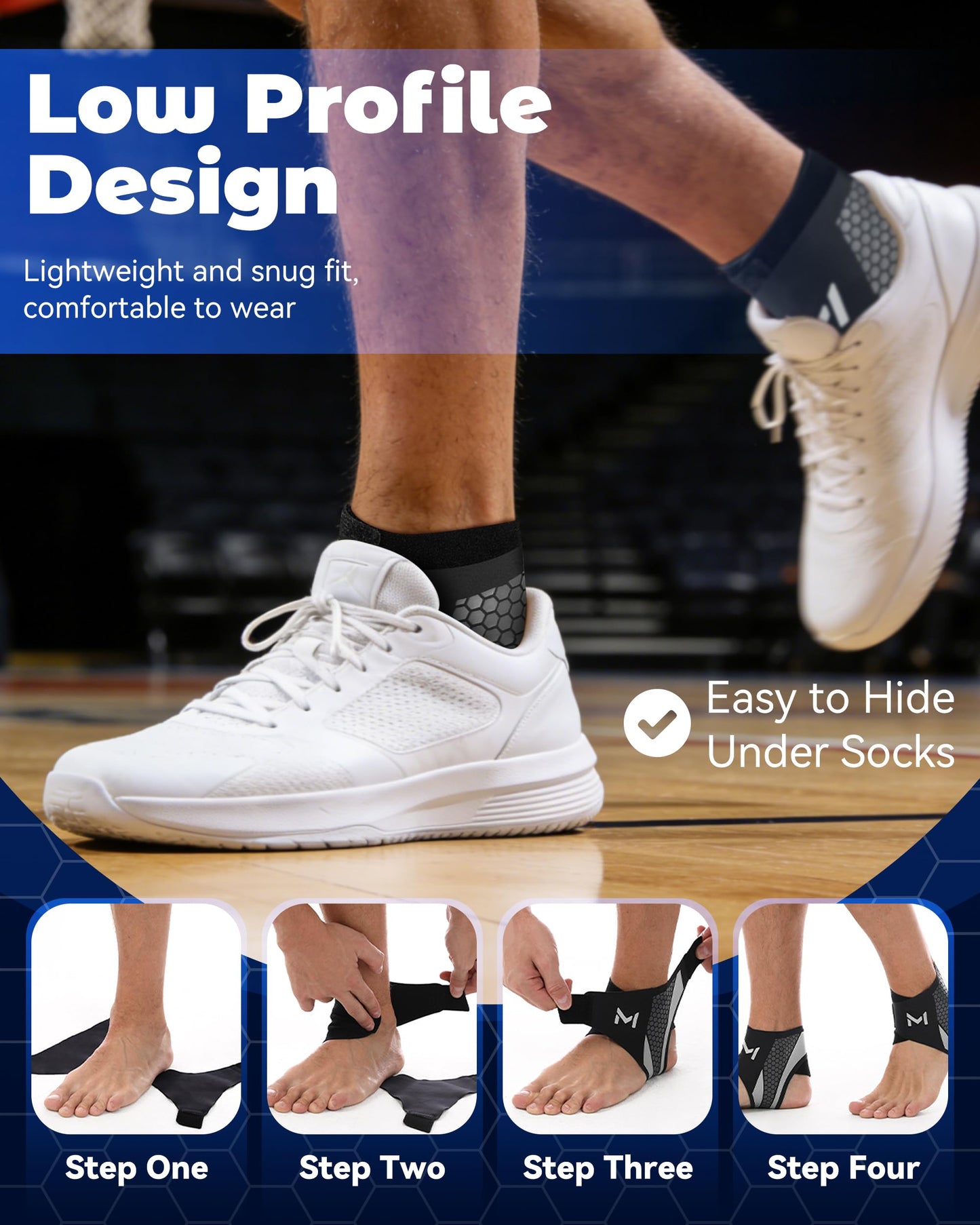Ankle Brace for Men Women, Adjustable Stabilizer for Sprained Ankle Support, Breathable Low-Profile Lace Up Brace with Straps to Prevent Rolling, for Basketball Running & Sports (Purple*2)
