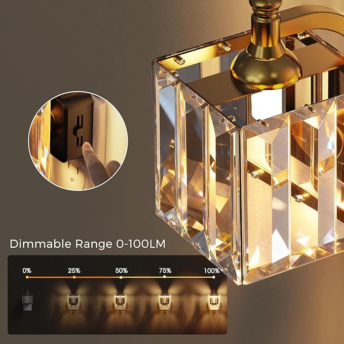 L LOHAS LED Night Light, 2 Pack Night Lights Plug into Wall, 3000K Soft White LED, Crystal Night Lights with Dusk to Dawn Sensor, 0-100lm Adjustable Brightness, for Hallway Bedroom Stairway