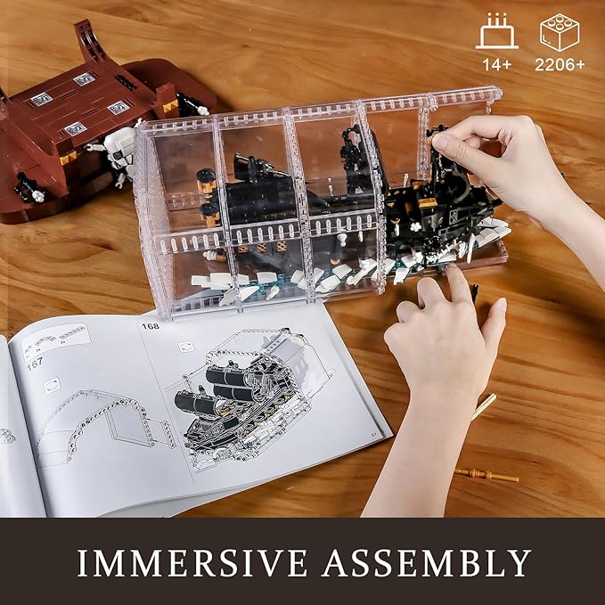 Mould King 10065 Drift Bottle with Black Pearl Ship Building Blocks Set Pirate Ship in Bottle Model Building Kit with Display Stand Toy for Age 14+/Adults(2206 Pieces)-Black Pearl Ship
