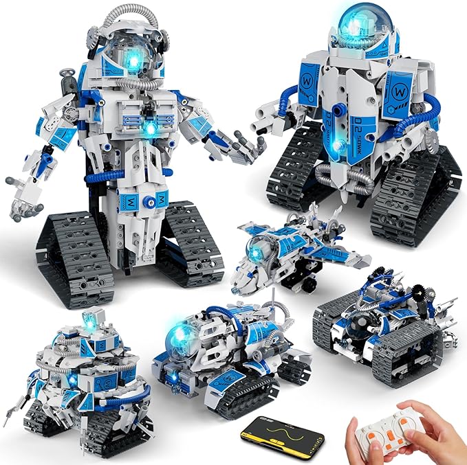 6 in 1 STEM Robot Building Kit 780 PCS APP &amp Remote Control Space Robot Toys for Kids Age 8-14+ Engineering Technic Coding Robotic Kit Educational Science Set Birthday Gift for Boys Girls