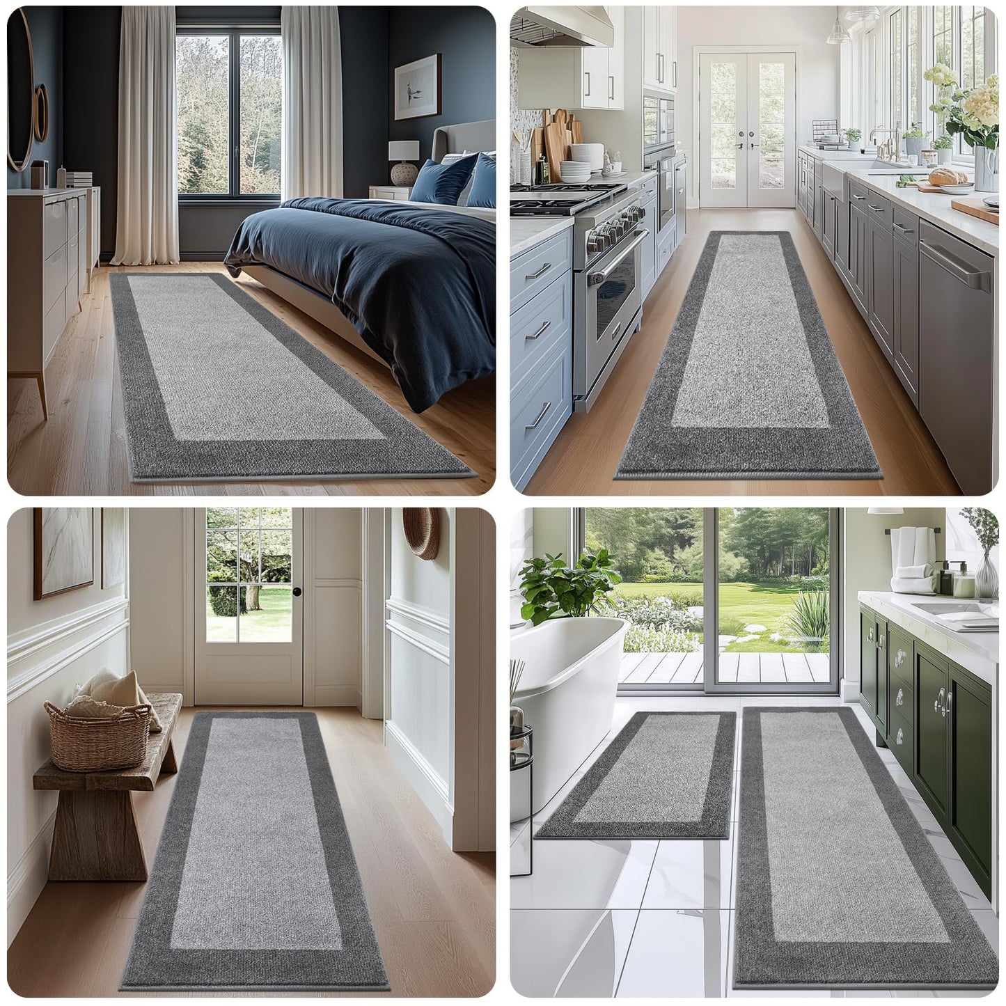 DOMUSTEX Washable Area Rug 48" x 72", Non Slip Kitchen Rug for Floor, Absorbent Entrance Runner Rug for Bedroom, Living Room, (Roll Packing)