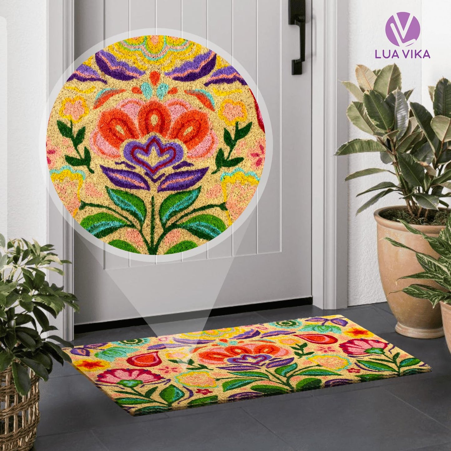 Coir Doormat, Front Door mats Outdoor, Funny Welcome mat Outdoor, Front Door mat for Home Entrance, Door mat Outside Entrance, Welcome mat Indoor 16"x27.5" (Dalias)