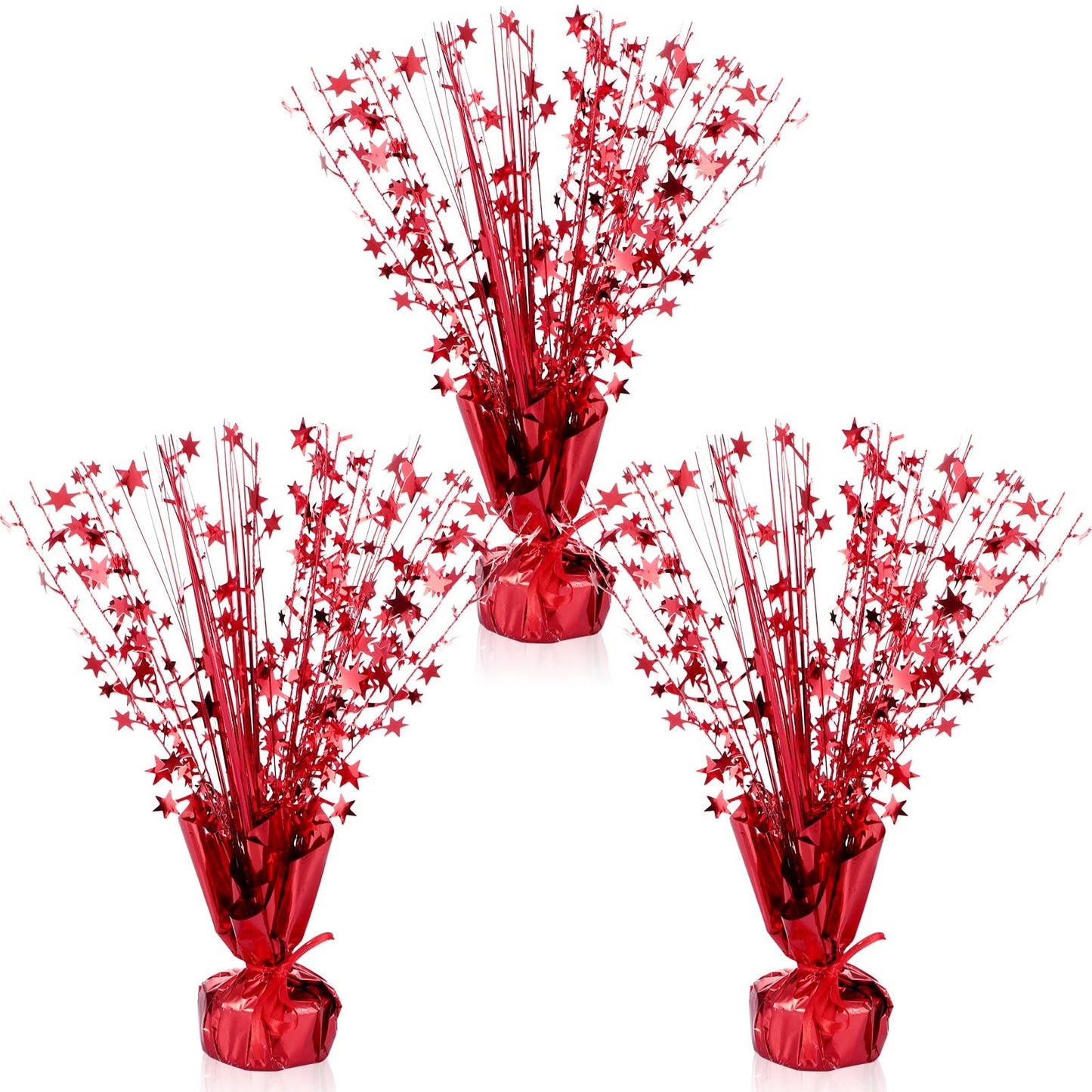 Crowye 3 Pieces Metallic Foil Spray Centerpiece Birthday Table Decoration Star Burst Centerpieces Graduation Table Decor for Birthday 2026 Party Holiday(Red)