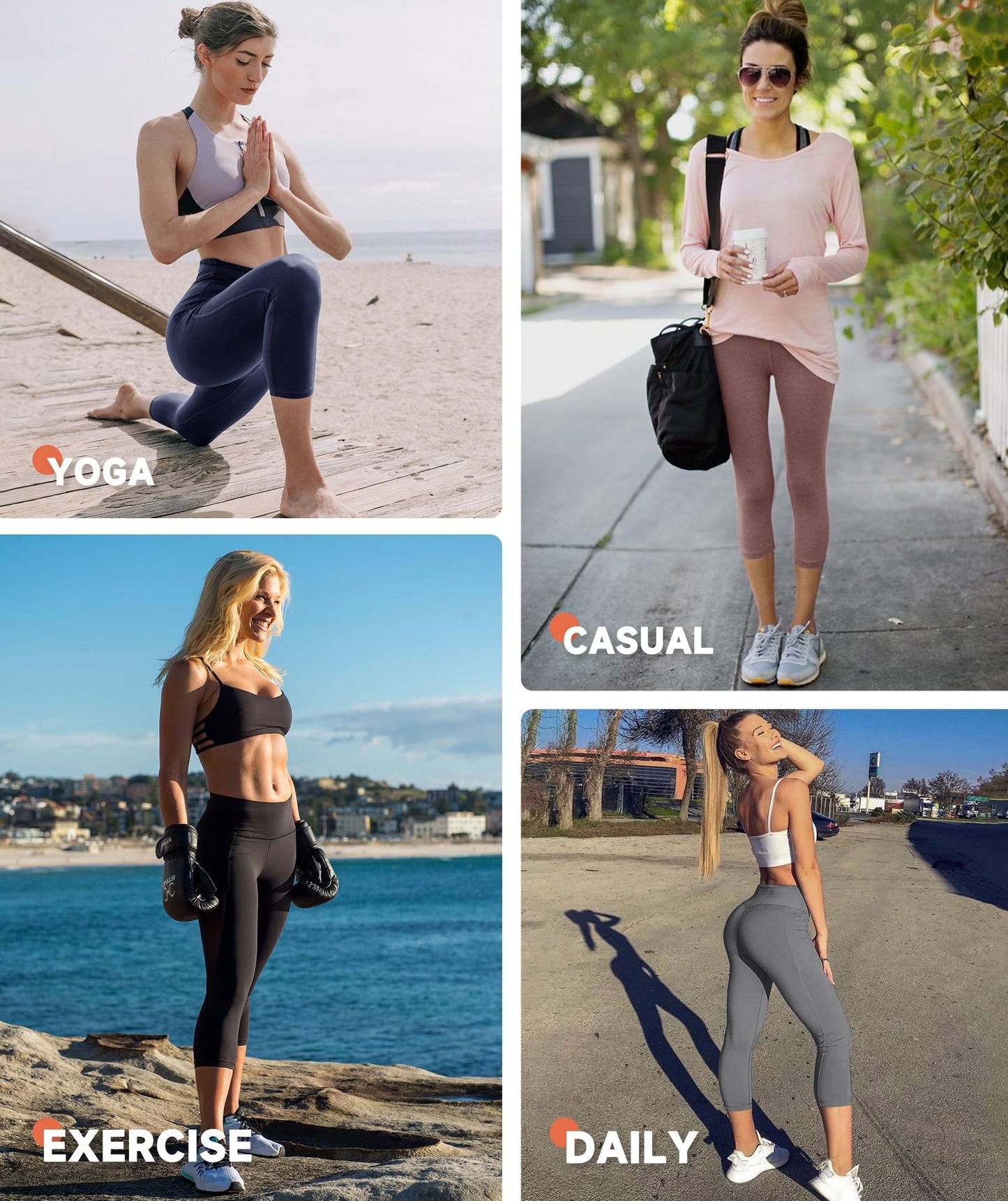 GAYHAY High Waisted Capri Leggings for Women - Soft Slim Yoga Pants for Running Cycling Workout Orange
