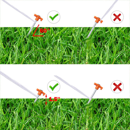 Cheardia 10 Pack Tent Stakes Heavy Duty, 9.75 Inch Yard Stakes Non-Rust Metal Tent Pegs Ground Stakes Tent Spikes for Camping Patio, Garden, Canopies, Grassland, Outdoor,Orange