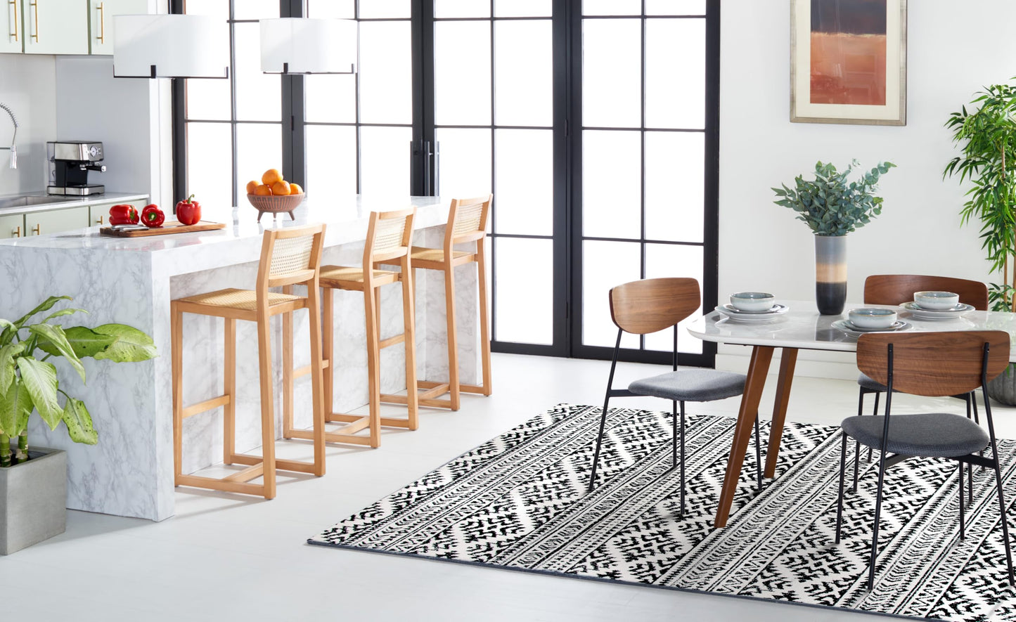 SAFAVIEH Area Rug 8x10 - Tulum Collection - Large - Ivory & Black, Moroccan Boho Tribal Design, Non-Shedding & Easy to Clean, Ideal for Living Room, Bedroom, Dining Space (TUL272B)