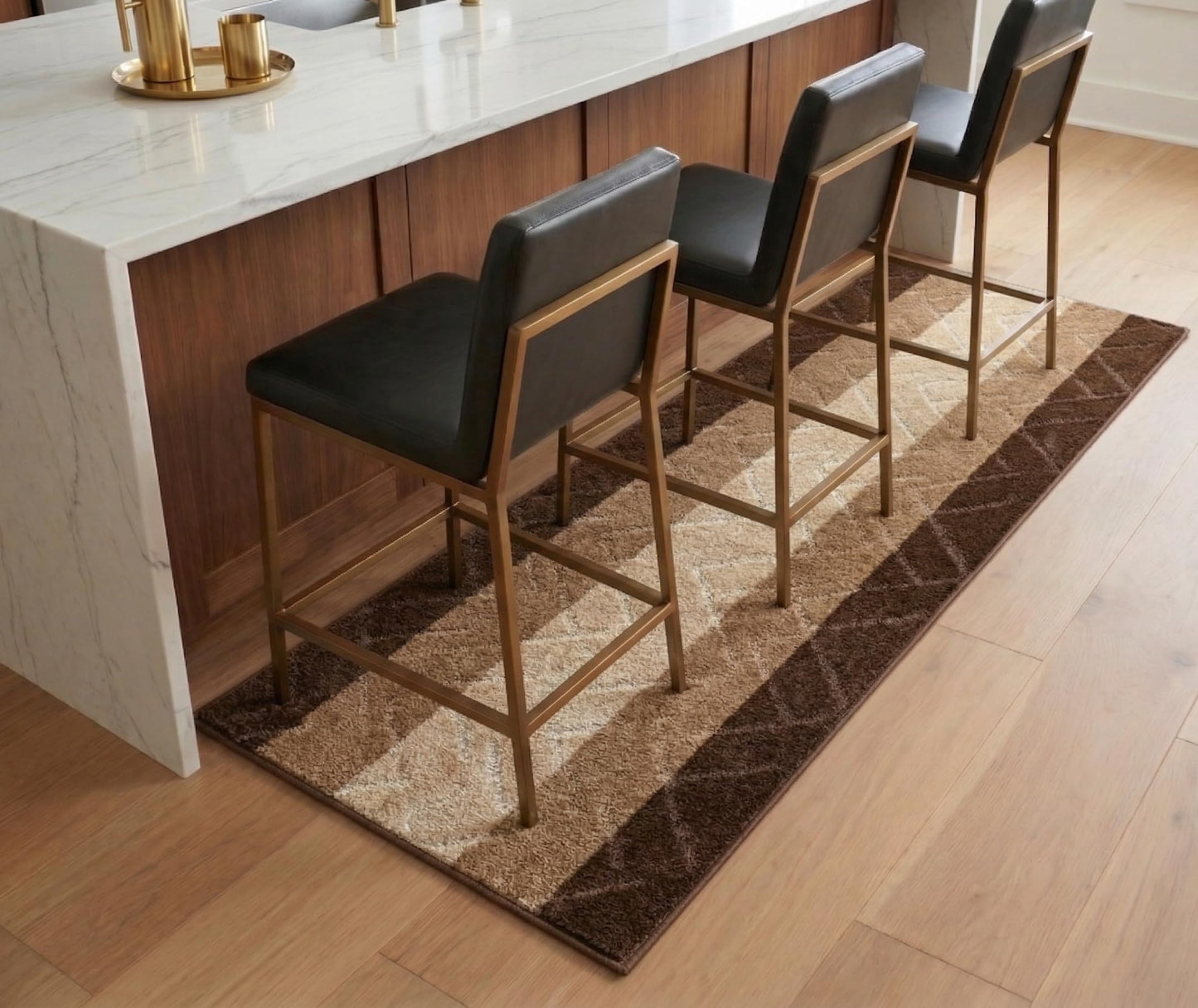 BestHomeCustom Custom Size Hallway Runner Rug Brown-Beige Color 31 inch Wide Select Your Length Non-Slip (Skid Resistance) Rubber Backing 6 feet x 31 inch