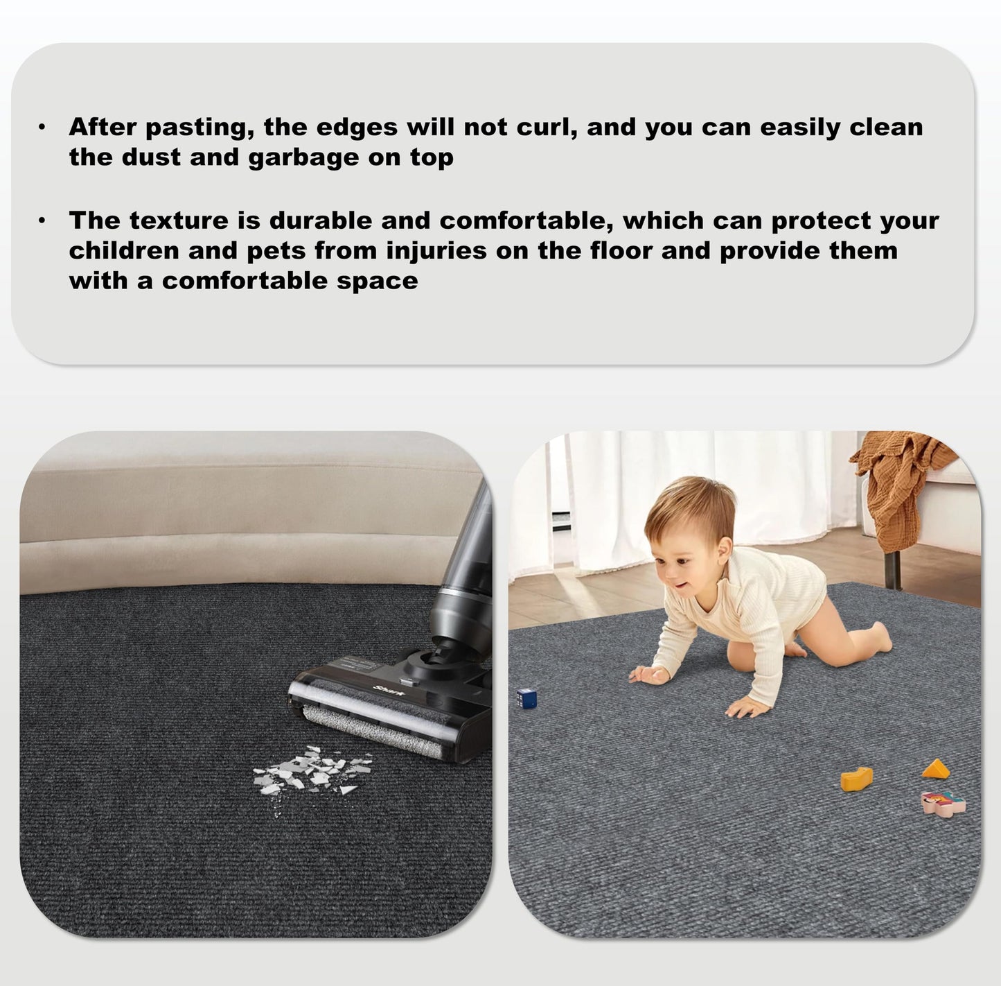 Alow 25pcs Carpet Tiles Peel and Stick,12" x 12" Carpet Squares Self Adhesive, Cover 25Sp.ft Easy to use for Bedroom,Kitchen and More (All Black)