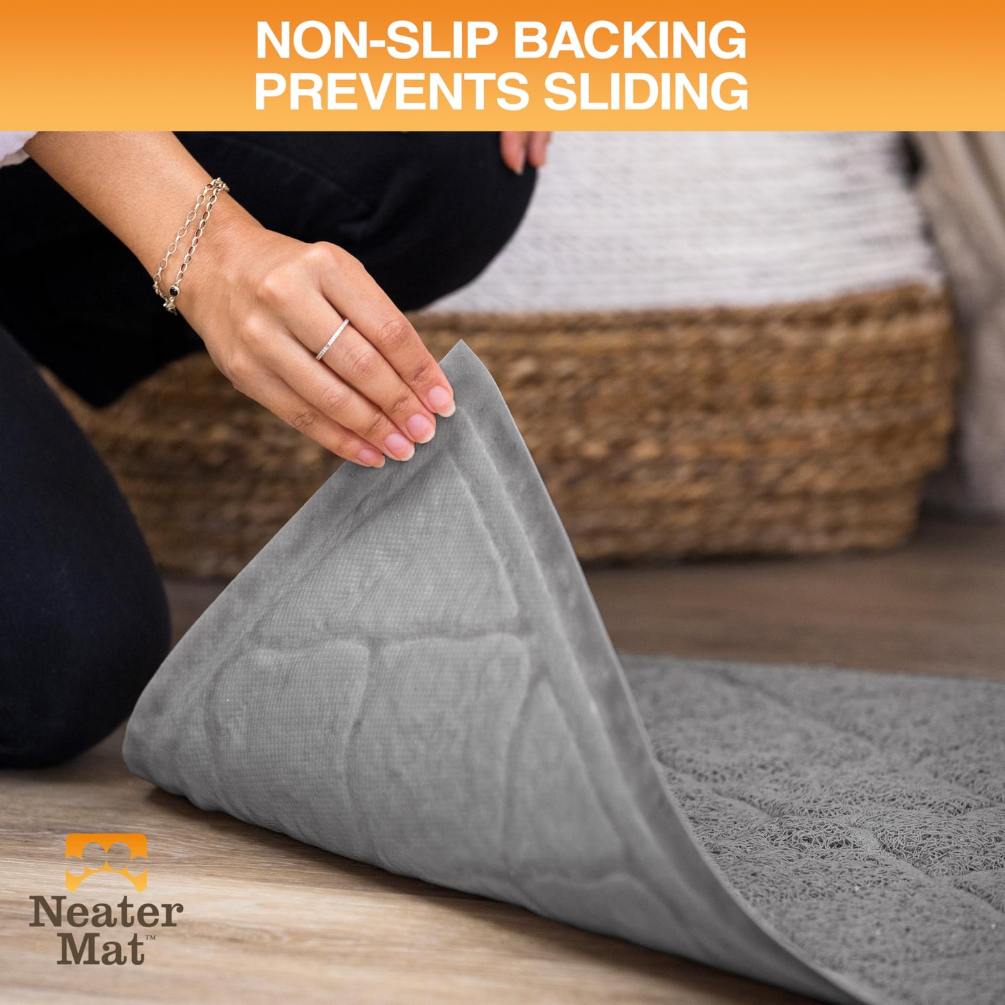 Neater Pets Neater Mat Cat Litter Mat, Thick & Durable Cat Mat for Litter Box, Trapper Pad Catches Mess to Protect Indoor Floors, Soft on Kitty Paws, Anti-Skid Grip Backing, Easy to Clean, Grey