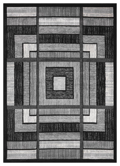 HADBA Modern 5x7 Grey Geometry Living Room Rug - Area Rugs for Living Room Dining & Bedroom - Hand Carved Runner Carpet - Durable Polyester - Non-Fade Stain-Resistant - Turkish Made