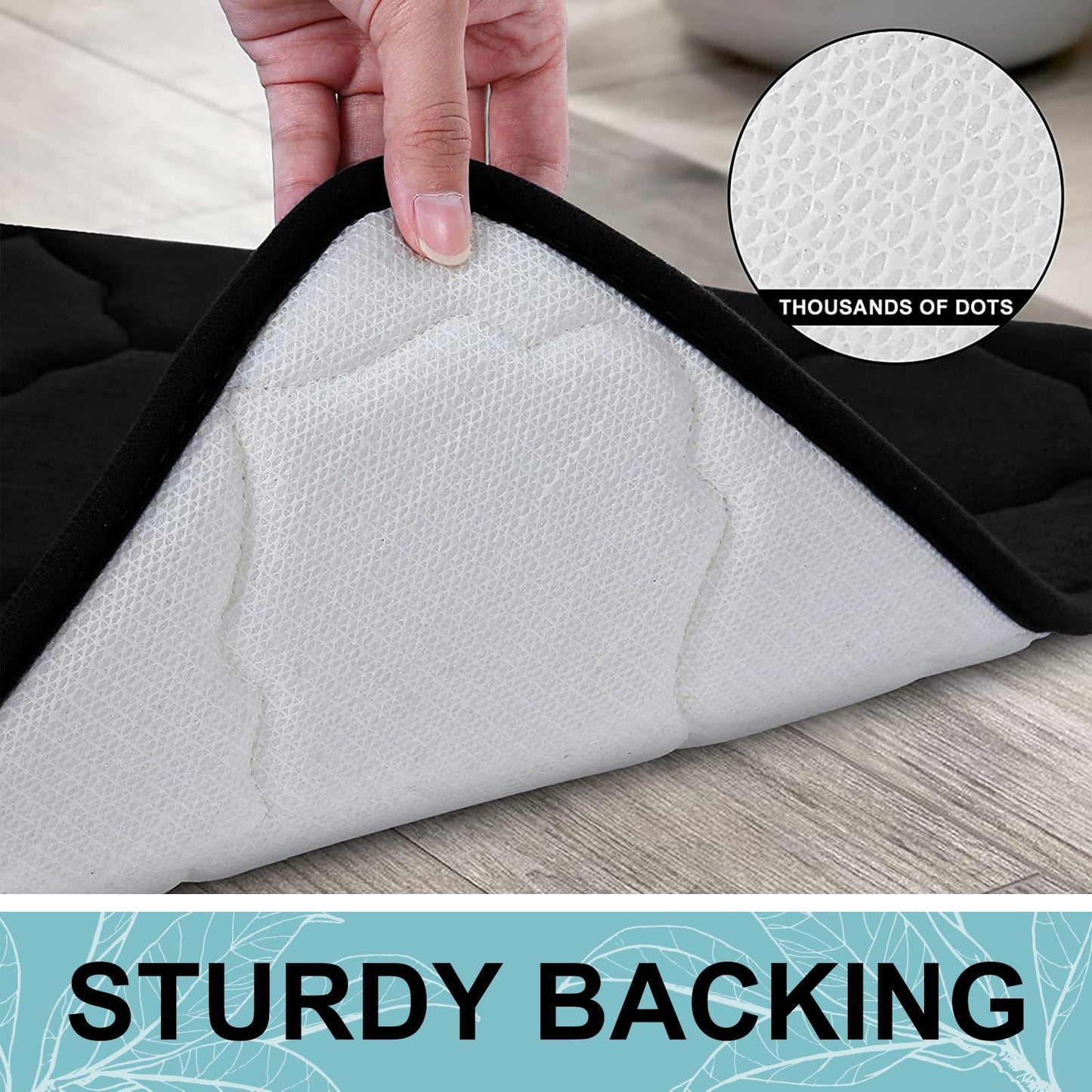 OLANLY Memory Foam Toilet Rugs U-Shaped 24x20, Ultra Soft and Absorbent Bathroom Rugs, Non-Slip, Comfortable, Machine Washable Contour Bath Mat for Toilet Base, Home Decor Accessories, Black
