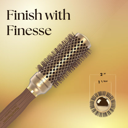 Olivia Garden NanoThermic Ceramic + Ion Round Thermal Hair Brush - Not Electrical - Professional Blowout Brush for Normal to Thick Hair