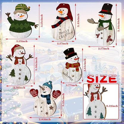 Weysat Snowman Christmas Tree Ornaments Decorations Christmas Tree Wooden Hanging Ornaments Winter Snowman Hanging Ornament with Lanyard for Xmas Holiday Party Favor Supplies(36 Pcs)