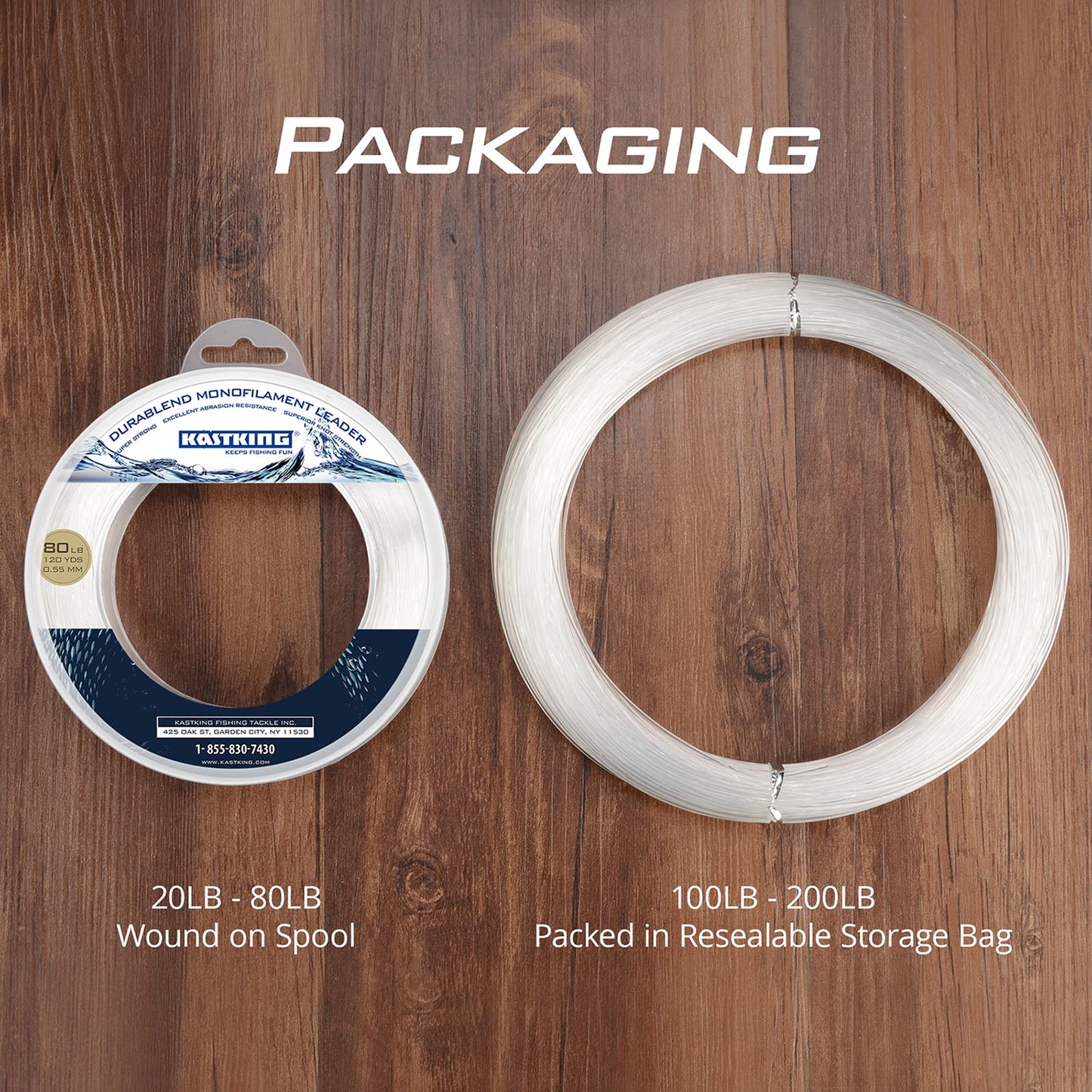 KastKing DuraBlend Monofilament Leader Line - Premium Saltwater Mono Leader Materials - Big Game Spool Size 120Yds/110M