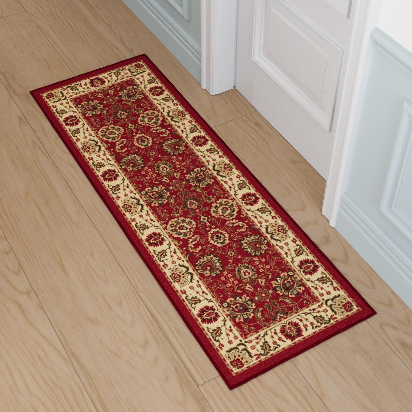 Ottomanson Hallway Runner Rug 20" x 53" Non Slip Oriental Area Rugs Easy to Clean Laundry Rug Runner Durable & Pet Friendly Floor Carpet Runners for Hallways Entryway Living Room Kitchen, Red