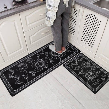ROTTOGOON Kitchen Floor Mat Set of 2, Cushioned Anti Fatigue Kitchen Mat 17.3"x47"+17.3"x29", Non-Slip Waterproof Kitchen Rug, Premium PVC Comfort Kitchen Mats and Rugs for Office, Home, Laundry