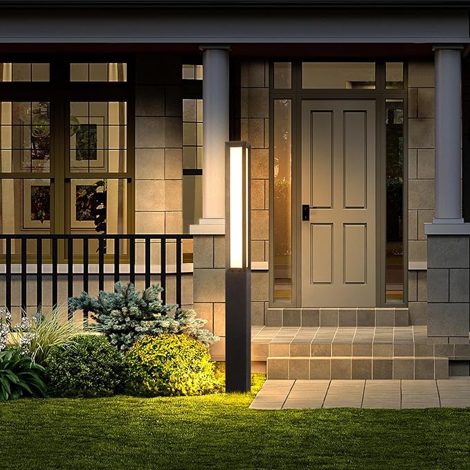 Landscape Path Lights AC100-240V, 71" High Outdoor Pathway Light Hard Wired, Waterproof Modern Bollard Lamp, Driveway Walkway Pole Lights, 3000K LED Lighting for Patio Yard Garden Commercial