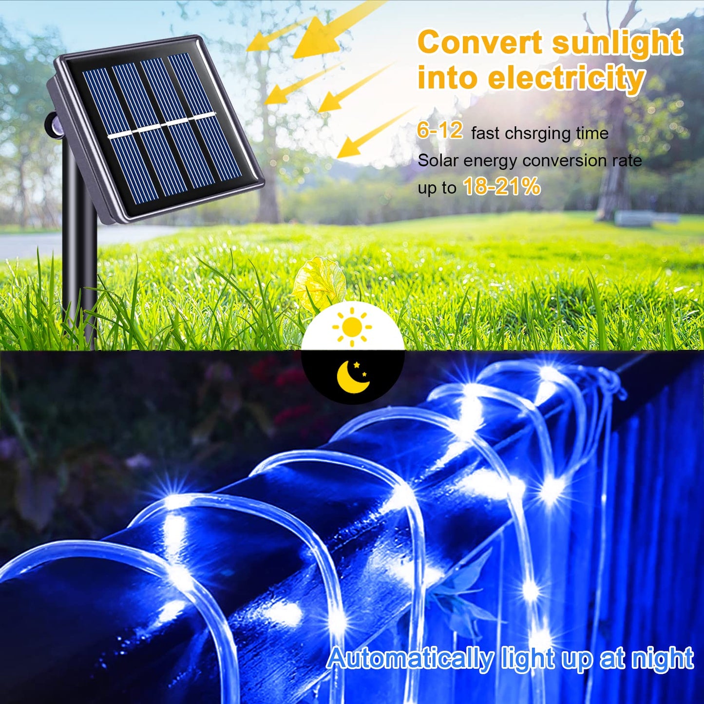 JMEXSUSS 200 LED Pool Accessories Solar Rope Lights Outdoor, 72ft IP 65 Outdoor Waterproof Solar Pool Lights with 8 Modes, Blue Solar Christmas Lights for Trampoline Fence Yard Walkway Christmas