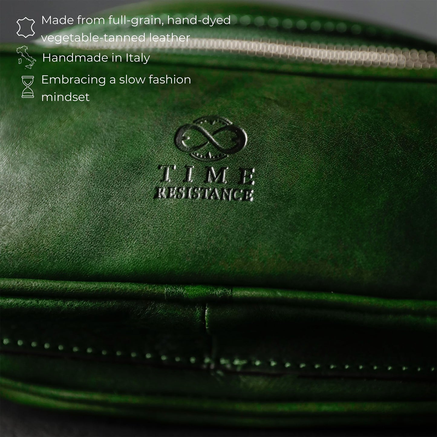 Time Resistance Leather Waist Pack - Belly Bag, Belt Bag, Fanny Pack - Handmade in Italy (Green)