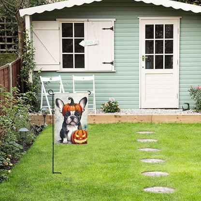 Halloween Boston Dog Pumpkin Garden Flag Welcome Party Outdoor Outside Decorations Picks Home House Garden Yard Decor 12x18 Inch