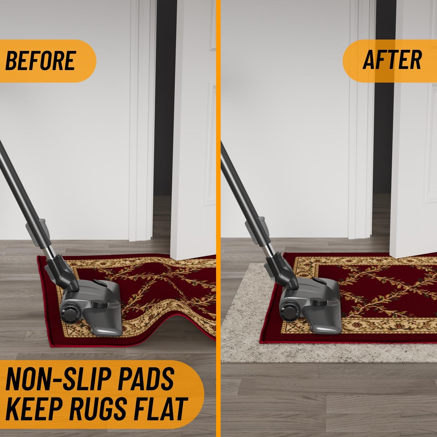 Ottomanson Non Slip Rug Pad Grip 3x11 1/8 Thick, Protection for Any Flooring Surface, Keep Your Runner Rug and Area Rugs in Place, 2'7" x 11', Beige