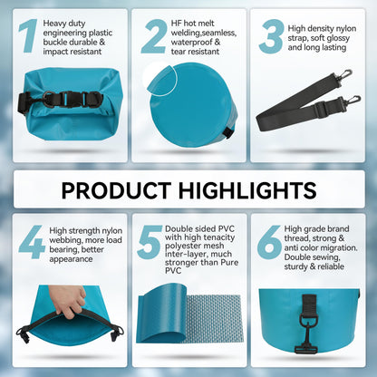 MARCHWAY Floating Waterproof Dry Bag Backpack 5L/10L/20L/30L/40L, Roll Top Sack Keeps Gear Dry for Kayaking, Rafting, Boating, Swimming, Camping, Hiking, Beach, Fishing (Teal, 10L)