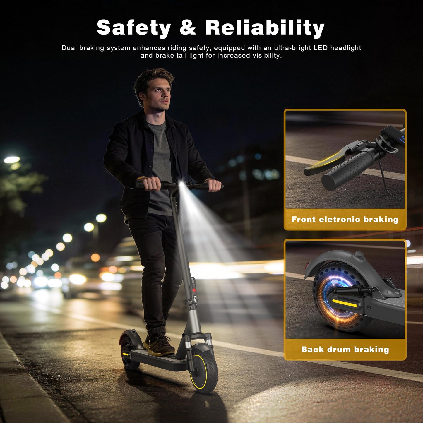 NAVIC Electric Scooter for Adults，Top Speed 19/22 MPH，Range 19/22/28 Miles，8.5”/10" Tires，E-Scooter with Dual Suspension for Commuting, APP Control
