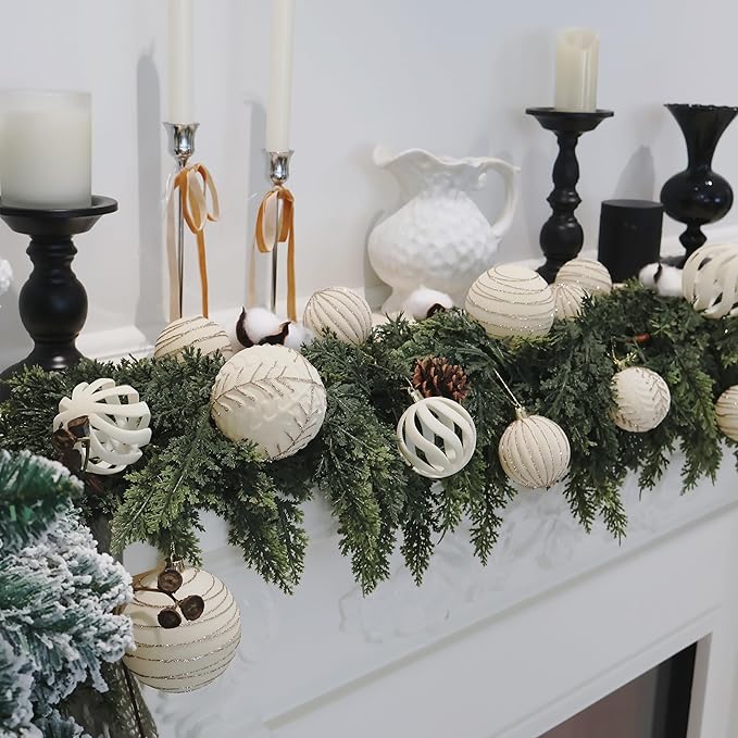 20PCS Velvet Ornaments for Christmas Tree, 2.36INCH Glitter Flocked Christmas Ornaments Decorations Balls Set Decor