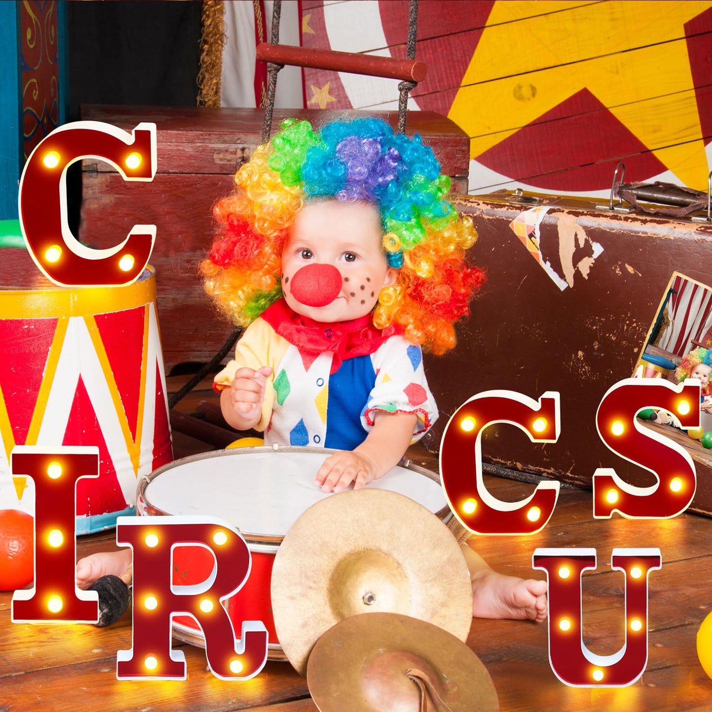 Aurelema Circus 6.3" Light up Letters Sign Party Decorations Battery Powered Marquee Lighted Sign LED Alphabet Letter Lights for Christmas Night Party Birthday Home Tabletop Decor Supplies