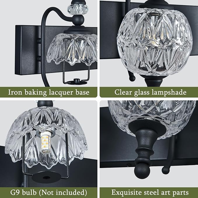 Modern Crystal Bathroom Vanity Lights Fixtures Over Mirror Black Vintage 4-Lights 28 Inch Bathroom Light Fixtures Glass Crystal Vanity Lights
