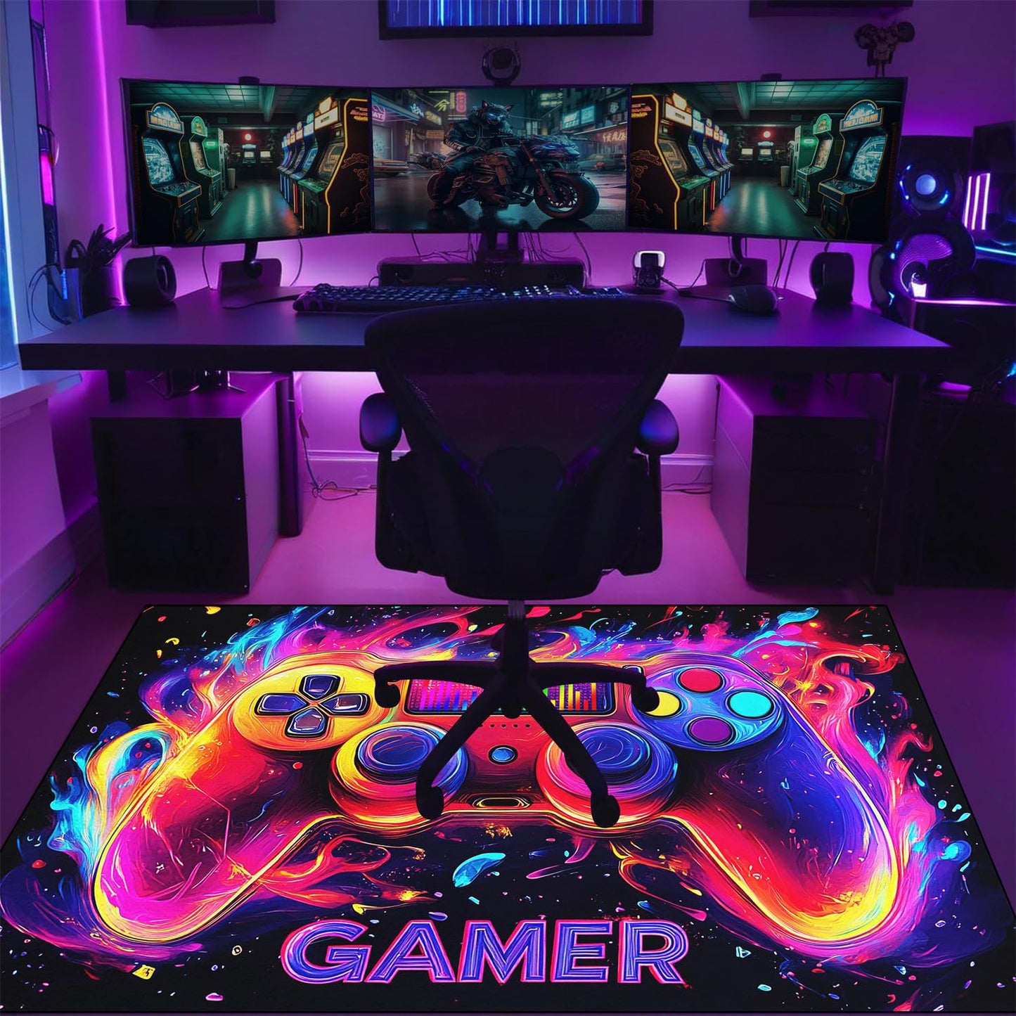 Gaming Rug for Boys Room - Gamer Rug, 8'x10' Gaming Carpet for Teens Boys Bedroom Playroom Decor, Game Controller Carpet for Office Computer Chair Floor Mats