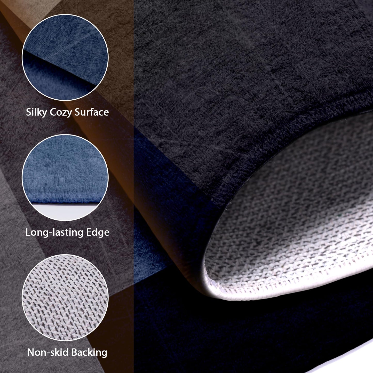 AICLIV Washable Low-Profile Geometric Area Rug, 0.2 inch Thin Abstract Rug Design for Living Room & Bedroom Decor, 3x5 ft Blue Grey Modern Non-Slip Floor Rug