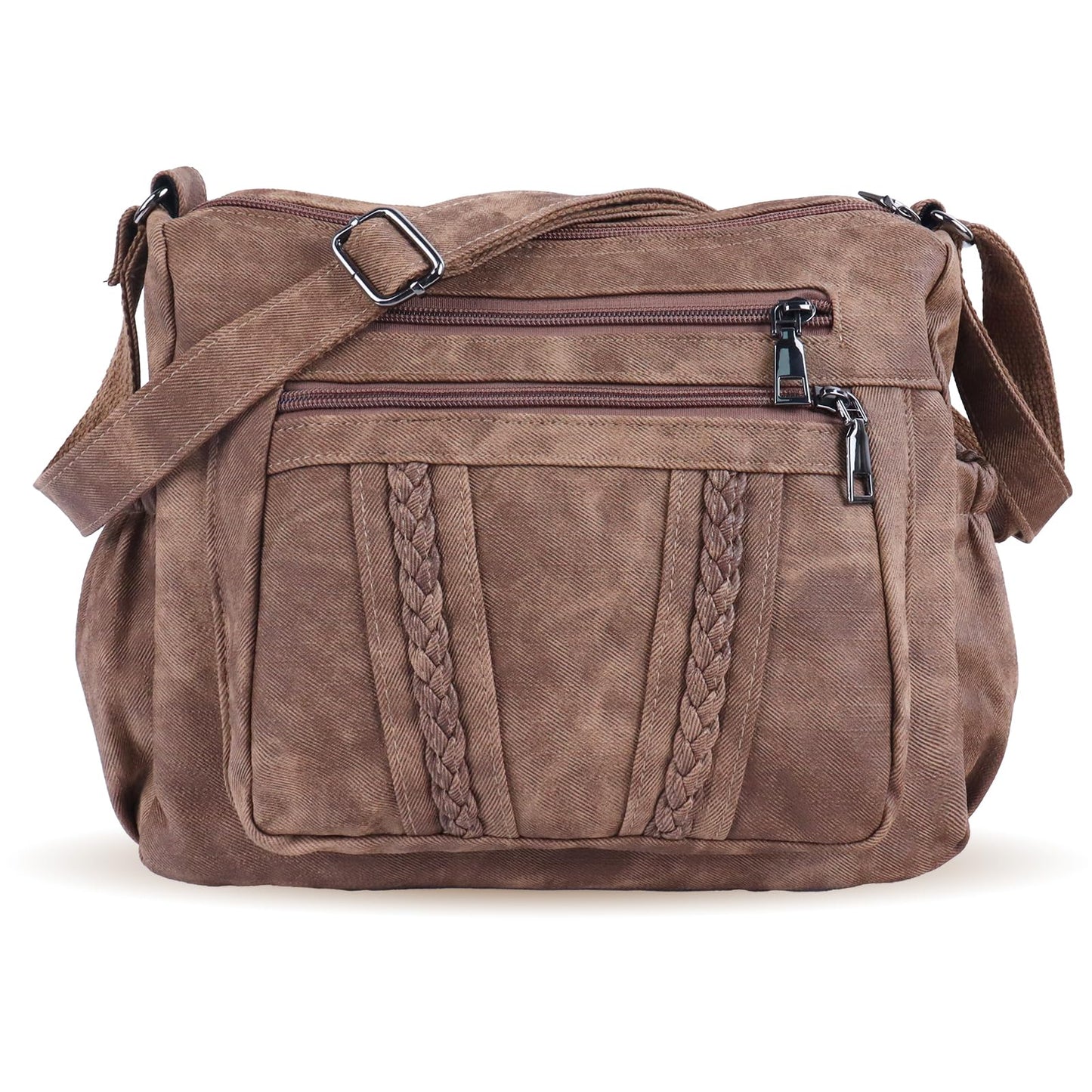ELDA Crossbody Bags For Women Pocketbooks Soft PU Leather Purses and Handbags Multi Pocket Travel Shoulder Bag Ladies Purse (Retro Brown)