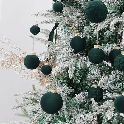 Velvet Christmas Ornaments Set 38Pcs Flocked Shatterproof Christmas Ornaments for Christmas Tree Decorations Xmas Decorative Hanging Christmas Ball Ornaments for Holiday Home Decor