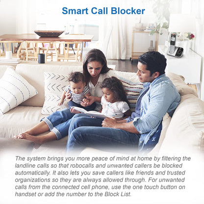 VTech VS112-4 Bluetooth 4 Handset Cordless Phone for Home with Answering Machine, Call Blocking, Caller ID, Intercom and Connect to Cell