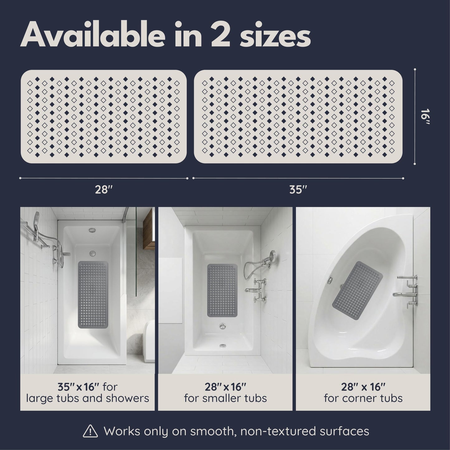 Bathtub Mat Non Slip 35x16 - homerella® Bath Mat Incl. Hooks for Drying, Extra Long, 100% BPA Free, Shower Mat Non Slip Anti Mold, Machine Washable, Shower Mats for Inside Shower Mildew Resistant