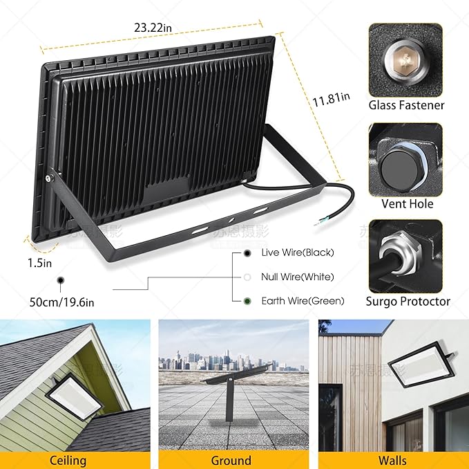 600W 2pack LED Stadium Flood Lights ,(3050W Equivalent)67500LM Super Bright LED Arena Outdoor Lights,100-277V IP66 Waterproof 5000K Daylight White Commercial Lighting for Sports Fields and Counts