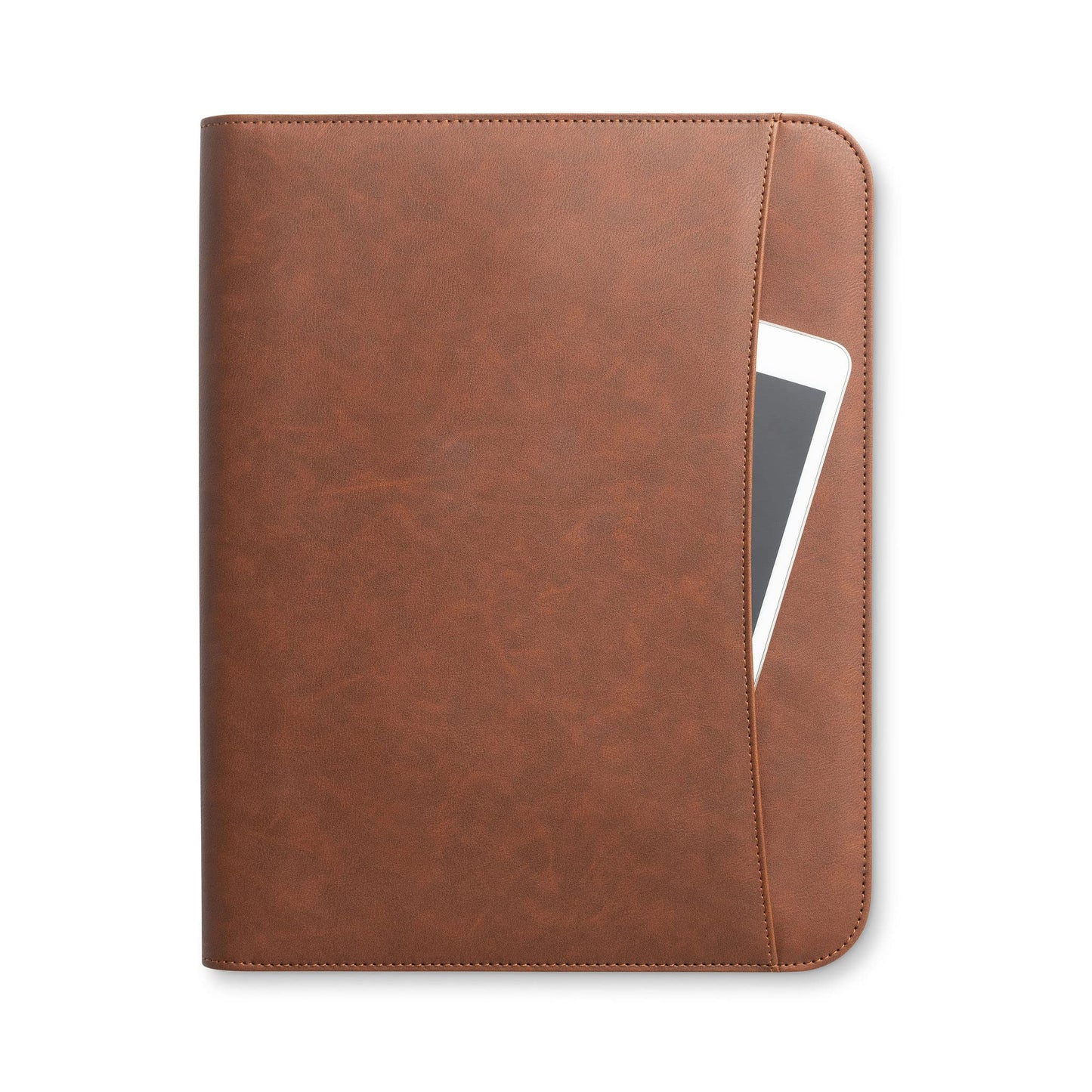 Forevermore Portfolios Padfolio Binder - Professional Faux Leather Travel Organizer Pouch for Tablet, Documents, Presentation Folders, Zipper Closure, Notepad - Brown