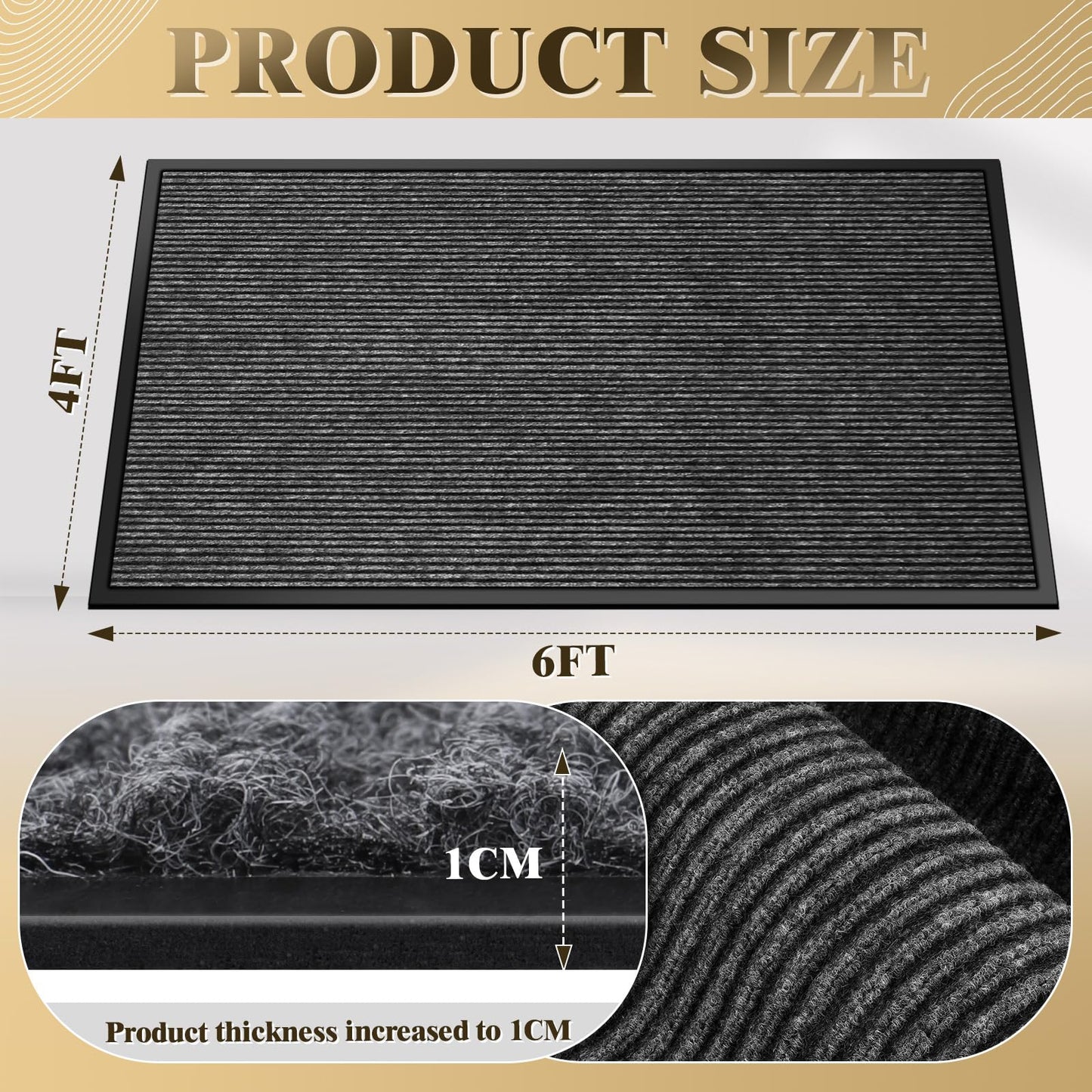 Laapee 4'x6' Extra Large Non-Slip Door Mat Rug - Heavy Duty Polyester Entryway Mat for Indoor Outdoor Covered Entrance - Stain Resistant Commercial Doormat for Home, Office Building, Mall