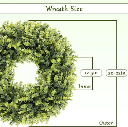Christmas Boxwood Wreath Door Wreath 20In Large Christmas Door Wreaths for Front DoorWreath Winter Spring Summer Indoor OutdoorWreath Farmhouse Artificial Greenery Wreaths Home Decoraction